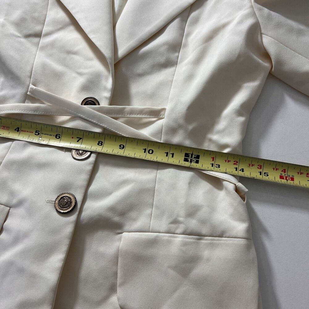Vintage Sandro Blazer Jacket‎ Women’s 38 Lace Up White Chic - Picture 12 of 13